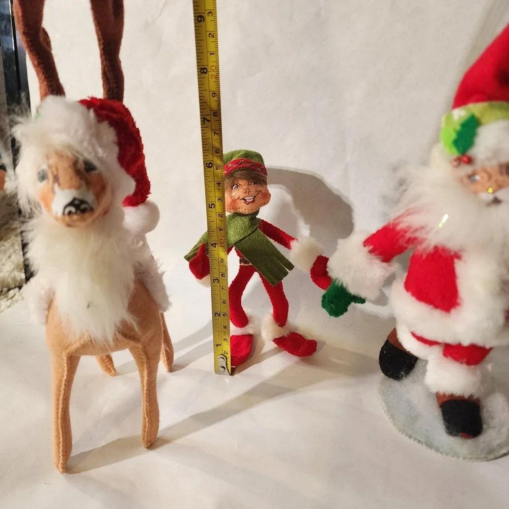 Annalee Christmas Set‎ - Santa, Elf, Reindeer & Yorkie Dog - Retired